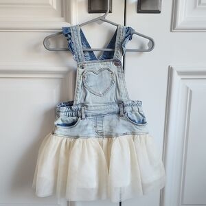 Mayoral Light Blue Denim Skirtall with White Tulle